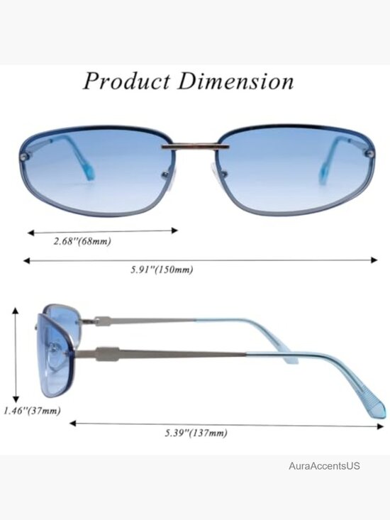 Vintage Y2K Wrap Around Sunglasses Retro 2000s Oval Metal Frame Unisex UV400 main image 5